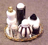 Dollhouse Miniature Small Perfume Tray - Black/White